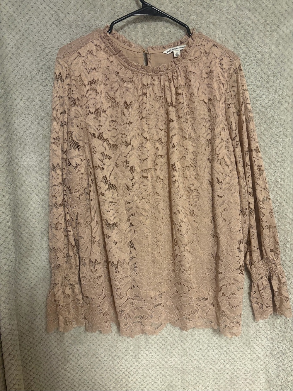 Zac & Rachel Blush Lace Long-Sleeve Peasant Blouse